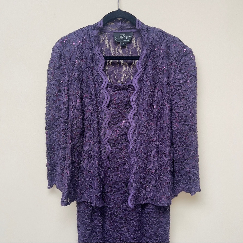 Alex Evenings Lavender Lace Dress